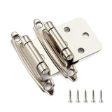 Ravinte 50 Pack (25 Pairs) 1/2 inch Overlay (Variable) Cabinet Hinges, Self-Closing Semi-Concealed Face Mount, Satin Nickel Decorative Hardware with Door Bumpers for Kitchen & Cupboard Doors, Silver