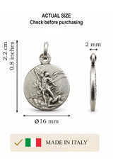 I G J Saint Michael The Archangel Medal - Patron Saint Medal, Small Size, 925 Sterling Silver, Made in Italy
