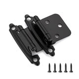 Ravinte 60 Pack (30 Pairs) 1/2" Overlay (Variable) Cabinet Hinges, Self-Closing Semi-Concealed Face Mount, Matte Black Decorative Hardware with Door Bumpers for Kitchen & Cupboard Doors