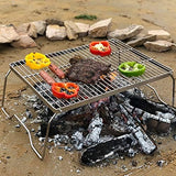 ZORMY 17" Large Folding Campfire Grill, 304 Stainless Steel Firepit Grill Grate, Heavy Duty Portable Camping Grill with Carrying Bag, Gas BBQ Grill Grate for Backpacking, Hiking, Picnics (Large)