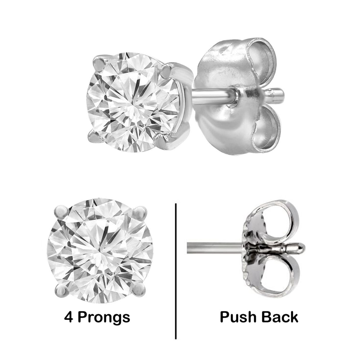 Belacqua 1/2 Carat Round Lab Grown Diamond Stud Earrings in 14K White Gold