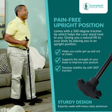 Campbell Posture Cane for Men & Women - Walking Canes for Seniors, Folding Cane, Walking Stick Made w/Heavy-Duty Aluminum, Ergonomic Campbell Handle, Rubber Traction Tip, Elderly Assistance Products