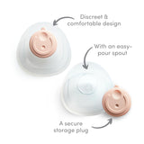 Munchkin Breast Milk Collector Cups with Storage Plug, Food Grade Silicone, BPA Free, 1.5 Ounces Each - Discreet & Comfortable, Leak Free, Breastfeeding Essential for Postpartum Moms, 2 Pack