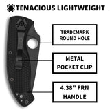 Spyderco Tenacious Lightweight Folding Pocket Knife, PlainEdge