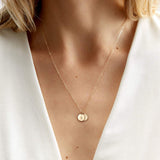 Endless Story Initial Necklaces for Women, 14K Gold Filled, Sterling Silver Custom Dainty Letter Necklace, Initial Necklace, 9mm Disc Pendant, Mom Necklace, Gift for Mom, Daughter, Grandma - 14K Gold Filled