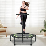 ONETWOFIT 42"/45" Rebounder Trampoline for Adults, Silent Mini Trampoline Indoor Exercise Fitness Trampoline Bungee Rebounder Workout Max Load 330lbs (45IN-Green-with-Handle)