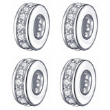 925 Sterling Silver Spacer Charm Bead for Pandora Charms Bracelets (4pcs Clear CZ Stoppers)