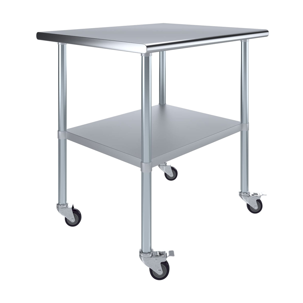 AmGood 30 in. x 36 in. Stainless Steel Work Table with Wheels | Metal Kitchen Food Prep Table | NSF