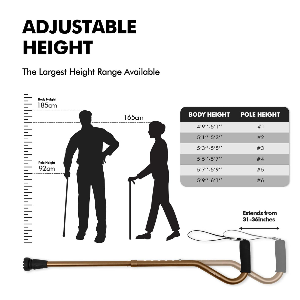 GPTCAMP Walking Cane and Walking Stick for Men Women,Lightweight Folding Canes with Offset Soft CushionedHandle,Adjustable&Collapsible,Mobility & Leg Surgery Recovery(Brown)