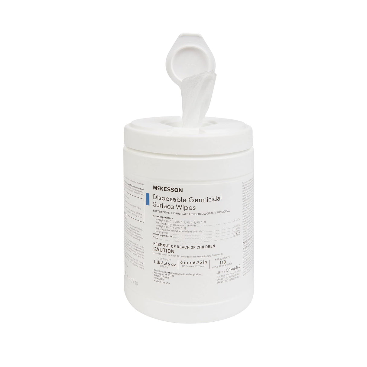 McKesson Germicidal Wipes [1920 Count] Disinfecting Wipes, Alcohol Cleaning Disinfectant Wipes, Hospital Grade Multi-Surface Wipes, 160 Wipes, 12 Pack