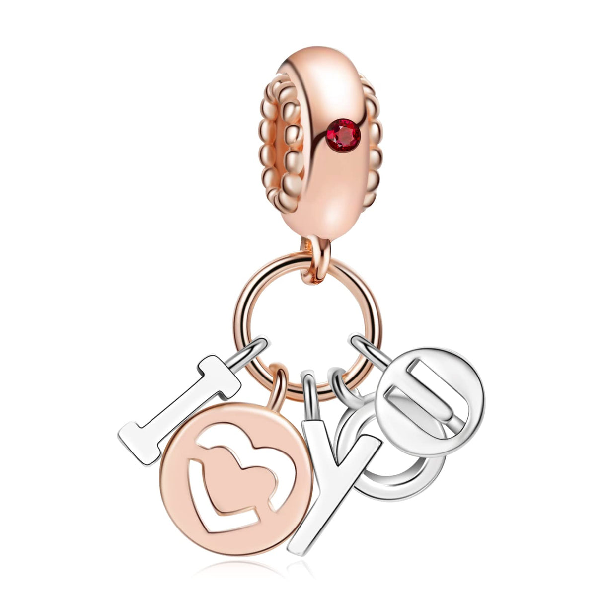 MITSOKU 9Pcs Silver Rose Gold Charms Set Compatible with Pandora Bracelets - Fashion Dangle Beads for Women, Birthday/Travel/Family Theme Jewelry Gifts