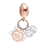 MITSOKU 9Pcs Silver Rose Gold Charms Set Compatible with Pandora Bracelets - Fashion Dangle Beads for Women, Birthday/Travel/Family Theme Jewelry Gifts