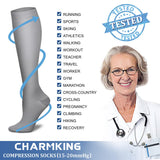 CHARMKING Compression Socks for Women & Men (8 Pairs) 15-20 mmHg Graduated Copper Support Socks are Best for Pregnant, Nurses - Boost Performance, Circulation, Knee High & Wide Calf (S/M, Multi 43)