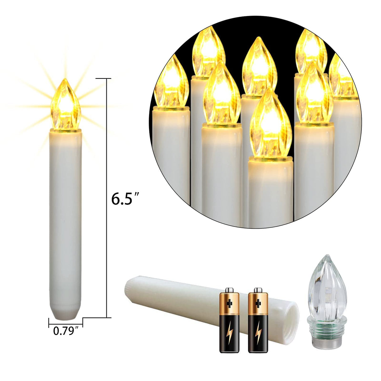 Homemory 12PCS Christmas LED Window Candles with 6h Timer, 2X Brighter Flameless Taper Candle with Suction Cups Battery Operated for Window, Flickering Candlesticks for Christmas Home Wedding Decor