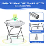 Folding Shower Seat - Stainless Steel Shower Chair for Inside Shower - 420lbs Height Adjustable Foldable Shower Stool - Portable Travel Collapsible Bath Bench for Elderly, Handicap & Disabled (Gray)