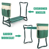 FozsKeylf Garden Kneeler and Seat, Soft EVA Kneeling Pad Stool with Tool Pouch, Heavy Duty Foldable Gardener Stool, Green