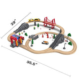 Giant bean 72PCS Fire Station Wooden Train Track Electric Train Set, Gift Packed Toy Railway Kits for Kids, Toddler Boys and Girls 3,4,5 Years Old and Up, Christmas Birthday Gift Toy for Kids