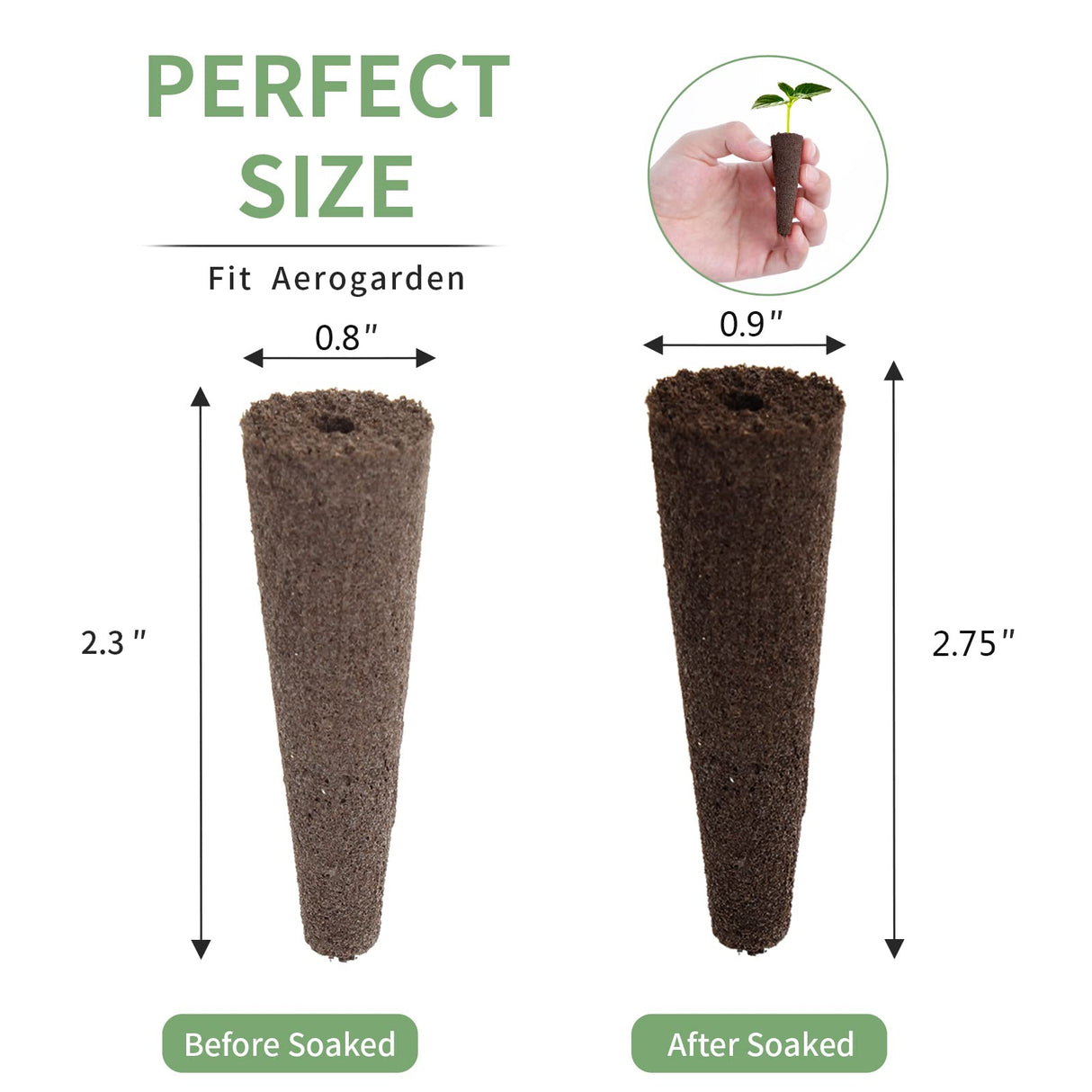TISOHUGO 100 Pack Grow Sponges, Seed Pods Replacement Root Growth Sponges Compatible with AeroGarden, Moldy-Free, Sponges Kit with 10 Pod Labels for Hydroponic Indoor Garden System