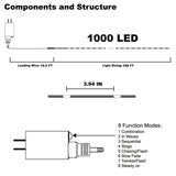 WATERGLIDE Extra Long 328FT Halloween Lights, 1000 LED Outdoor Fairy String Lights, Green PVC Copper Wire Christmas Light, Plug in 8 Modes & Waterproof for Tree Party Home Yard Decor, Orange&Purple