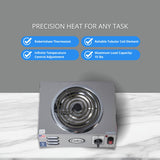 Cadco CSR-3T 14" Electric Portable Countertop Hi-Power Hot Plate w/One Tubular Burner for Restaurant Hotel Food Truck Concession Kiosk, Stainless Steel, 120v