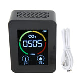Carbon Dioxide Monitor, Infrared Sensor Ventilation Hole Temperature Humidity Testing Good Heat Dissipation CO2 Detector for Schools (Black)
