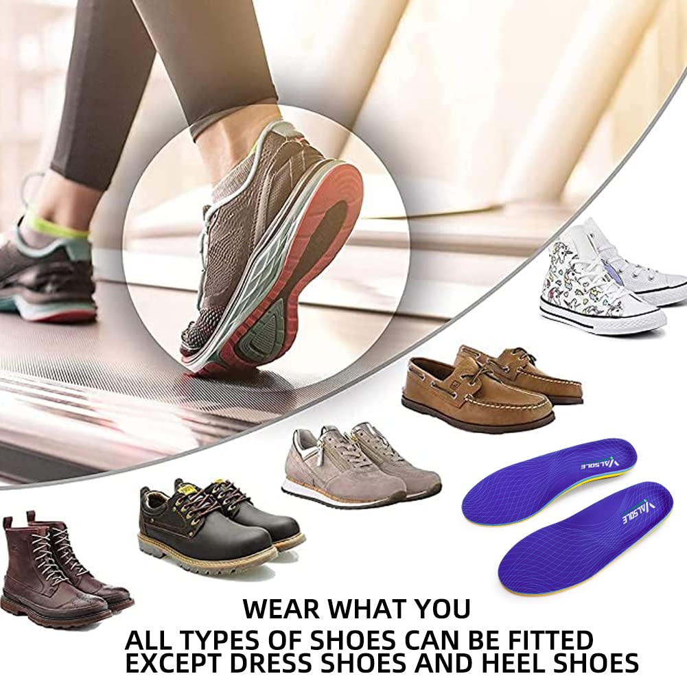 VALSOLE Heavy Duty 220+ lbs Orthotic Inserts for Plantar Fasciitis - Absorb Shock, Support High Arches and Flat Feet