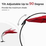 Grand patio Napoli 11 FT Cantilever Offset Umbrella Aluminum Frame with 360° Rotation without Base, Red