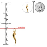 Gold Italian Horn Charm - 10 Karat Solid Gold - Cornicello Pendant