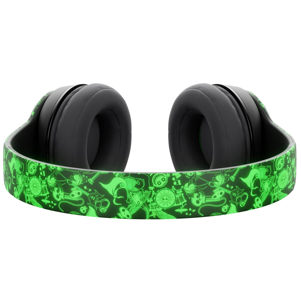 iJoy Disney Nightmare Before Christmas Glow in The Dark Bluetooth Headphones Over Ear, Wireless and Wired Foldable Headset Built-in Microphone - Tim Burton Jack Skellington & Sally - Adults Kids