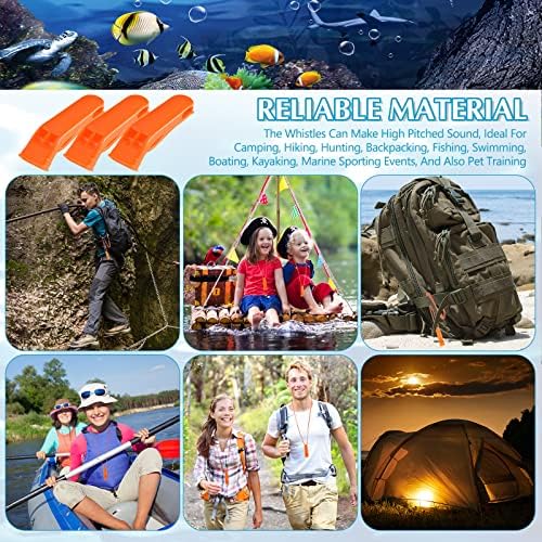 100 Pieces Emergency Whistles with Lanyard Safety Survival Whistles Loud Blast for Safety Camping Hiking Boating Hunting Survival Rescue Signaling