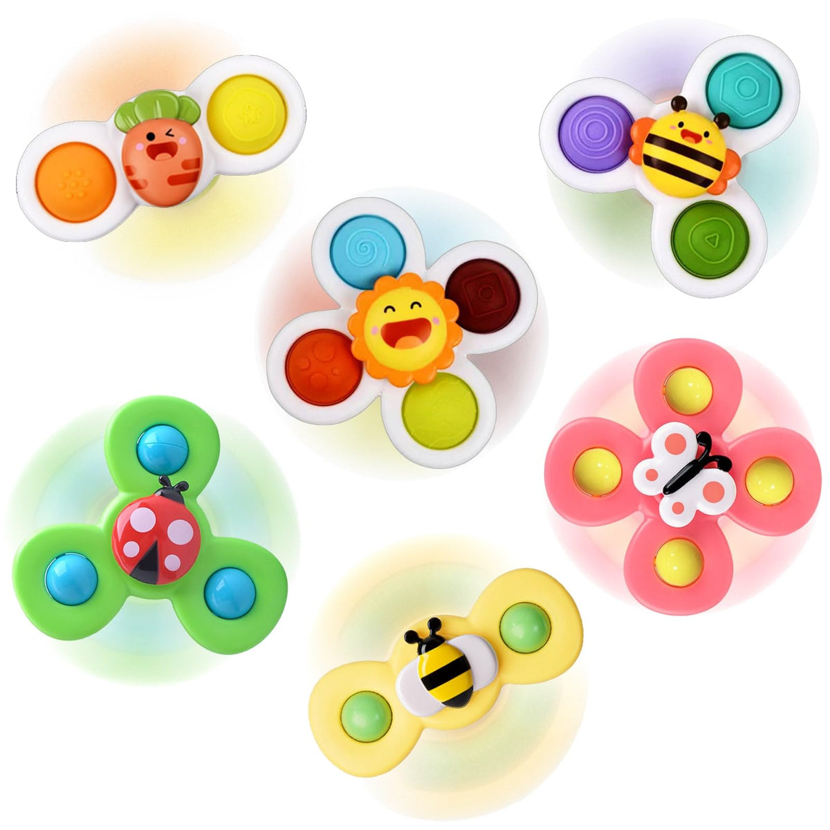 Suction Cup Spinner Toy for Baby - Suction Cup Fidget Spinner Toys Bath Toys Window Spinning Top Baby Toys 12-18 Months Christmas Birthday Gifts for 1 2 3 Boys Girls Sensory Toys for Toddlers 1-3