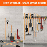 TVKB 68'' All Metal Garden Tool Organizer Adjustable Garage Tool Organizer Wall Mount Garage Organizers and Storage with Heavy Duty Hooks Tool Hangers for Garage Wall, Shed, Garden