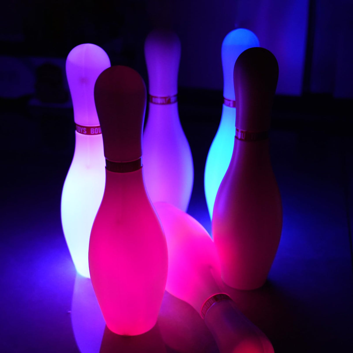 Zloveleexr Light Up Bowling Set, Glow in The Dark Bowling Pins for Outdoor and Indoor Kids Games Fit Christmas New Year Party Gift, Kids Education Motor Skills Toys(bolwing pin 10.23in)