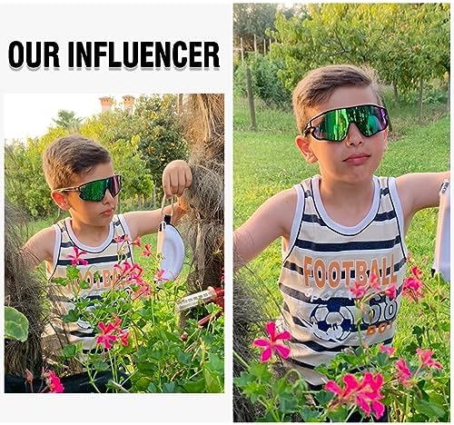DUCO Kids Sunglasses Youth Baseball Sun Glasses Lightweight TR90 Frame UV400 Sports Cycling Shades for Boys Girls DK268