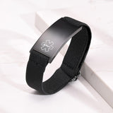 Personalized Medical Alert Bracelet for Men - Customized Elastic Strap Stainless Steel Bracelets Engraved Medic Info, Emergency Awareness Medic ID Bracelet for Allergy Diabetic Asthma Epilepsy