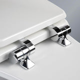 Mayfair Bennett Toilet Seat with Chrome Hinges, Slow Close Wood Seat, Secure Metal Hinges, Easy Install, Made in USA, Elongated, White