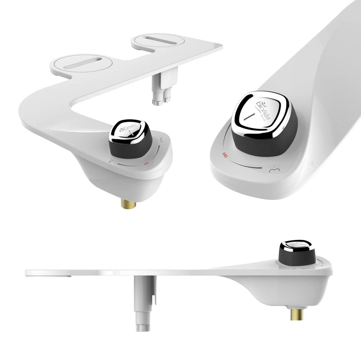 Bio Bidet SlimEdge 2 Pack Bidet Attachment for Toilet, Non Electric, Self Cleaning Dual Nozzles for Front and Rear Cold Water Wash, Adjustable Water Pressure, Ultra Thin Design, White