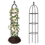 100% Metal Obelisk Trellis for Climbing Plants Outdoor & Indoor - Powder-Coated Steel Tower Obelisk Plant Support - Heavy Duty Rust-Proof Garden Trellis for Climbing Vine Vegetables Flowers Black