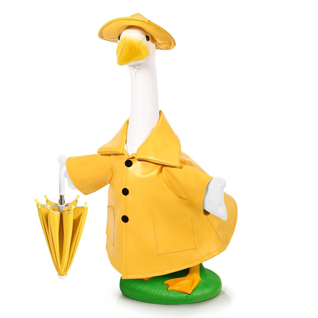 Kuscul Summer Goose Outfits 23 Inch Porch Goose Raincoat Outfit Lawn Goose Rainy Clothes with Umbrella Hat for Geese Statue Summer Spring Garden Patio Yard Outdoor Decor (Yellow)
