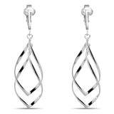 Silver Clip On Earrings For Women, They Look Pierced, Don't Pinch & Won't Fall Off, Hypoallergenic & Lightweight (Silver Double Drops)