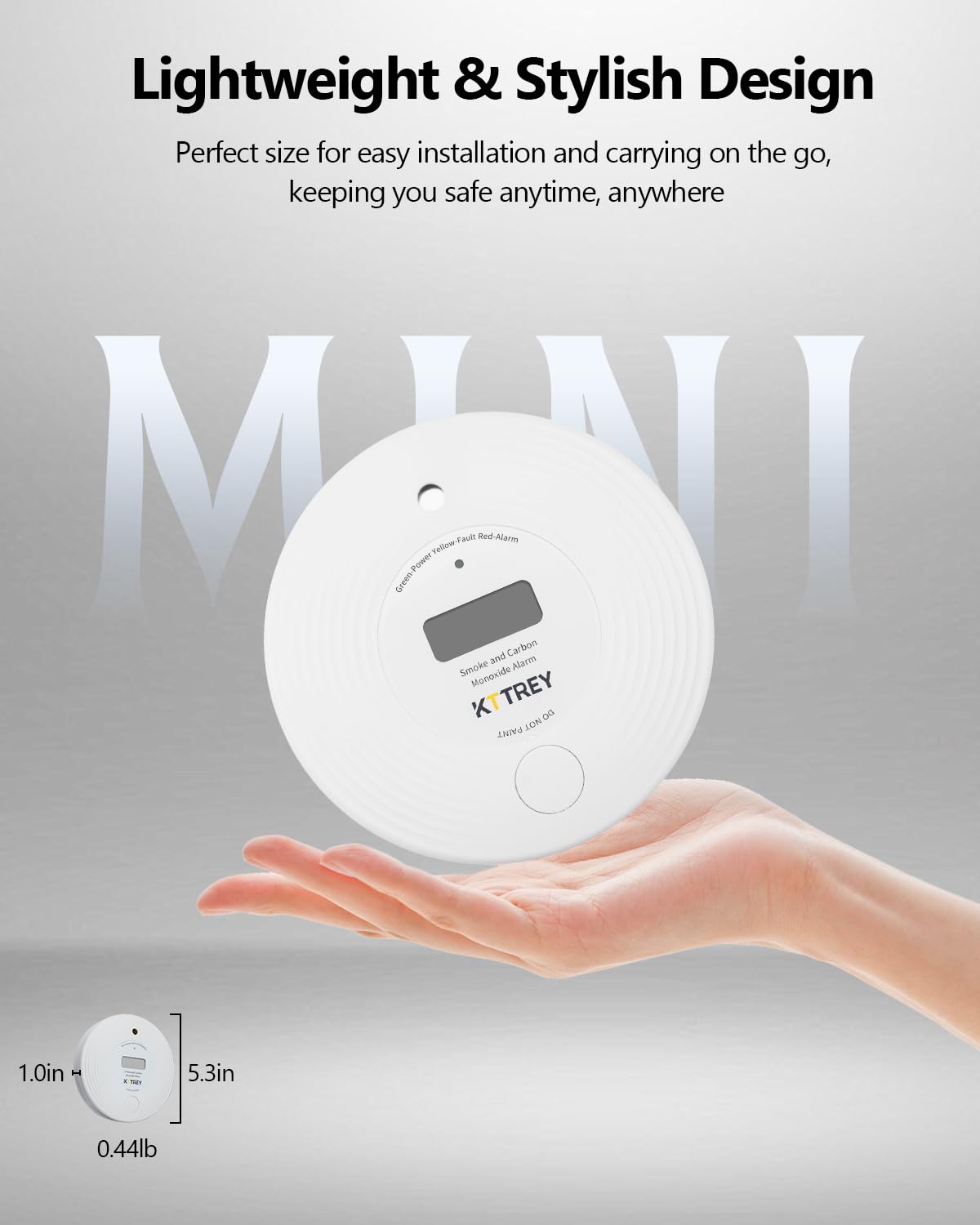 Smoke Detector Carbon Monoxide Detector Combo 10 Year Battery, Kttrey 2 in 1 CO & Smoke Alarm with LCD Screen and Test/Silence Button, 3 Pack