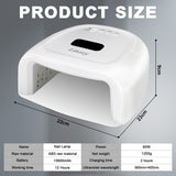 60W Rechargeable UV LED Nail Lamp, Faster Wireless Nail Dryer Gel Polish Light 42 Beads & Portable Handle, Professional Curing Lamp For Fingernail and Toenail, Auto Sensor & Quick Dry Nail Machine