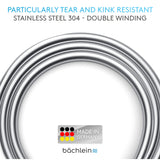 Bächlein Plastic Shower Hose with Double Anti-Twist Protection, Flexible and Kink-Resistant Shower Hose with Reinforced Polyester Threads in 1,6m Length - Made in Germany, Universal G½ Connection