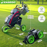 Golf Push Cart 3 Wheel : Golf Bag Cart Foldable with Phone Holder/Cup/Umbrella Holder Compact Golf Pull Carts Quick Fold Golf Caddy Push Carts with Large Wheelbase for Different Terrain