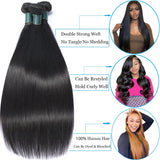 Great Grace Brazilian Straight Bundles Human Hair 12 14 16 Inch 12A 100% Unprocessed Virgin Human Hair Weave 3 Bundles Deals Natural Black Color (Natural Balck 3 Bundles, 12 14 16)