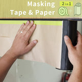 Tangibay Pre-Taped Masking Paper for Painting - 12 inch x 50 feet Tape and Drape Painters Paper, Paint Adhesive Protective Paper Roll for Covering Skirting, Frames, Cars and Auto Body (2 Rolls)