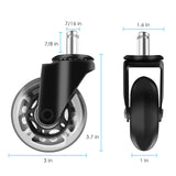 Gaming Chair Wheels - 2.5 inch Heavy Duty Caster Wheels(2200lbs),Mute Rolling Desk Chair Wheels Replacement (Set of 5)-Rubber Office Chair Wheels for Carpet, Wood Floors,Hardwood Floors