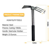 ZOG Garden Big Hand Digger and Hoe Combo Garden Tool,Heavy Duty Hand Tiller,Garden Hoe,Cultivator,Non-Slip Handle & Anti-Rust Head is The Perfect Dual Headed Weeding Tool.(Big)