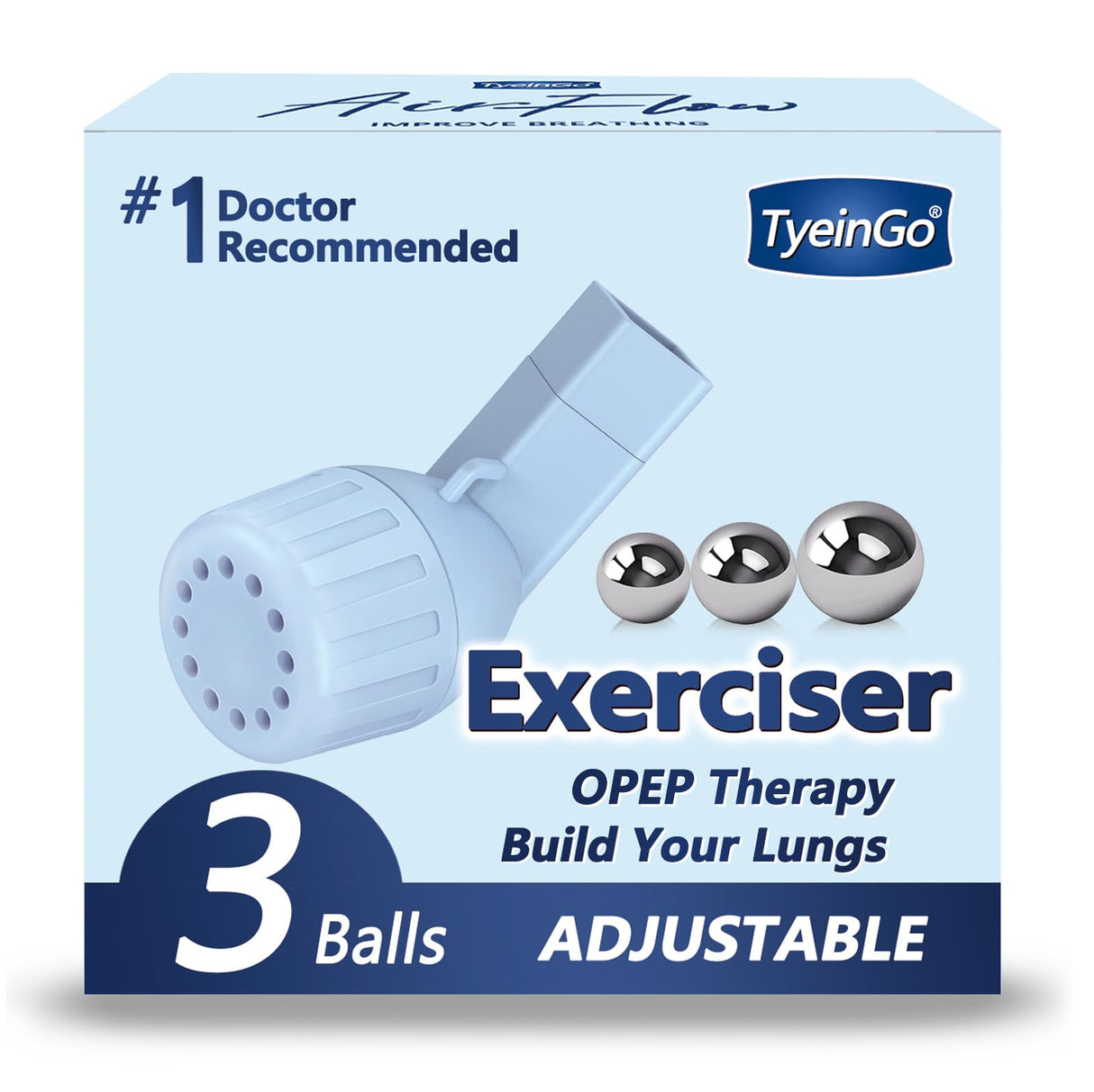 Mucus Clearance and Lung Expansion Device, Flutter Valve Mucus Removal Device, Lung Exerciser Device for Lung Strengthener, Breathing Exercise Device for Lungs (Light Blue)