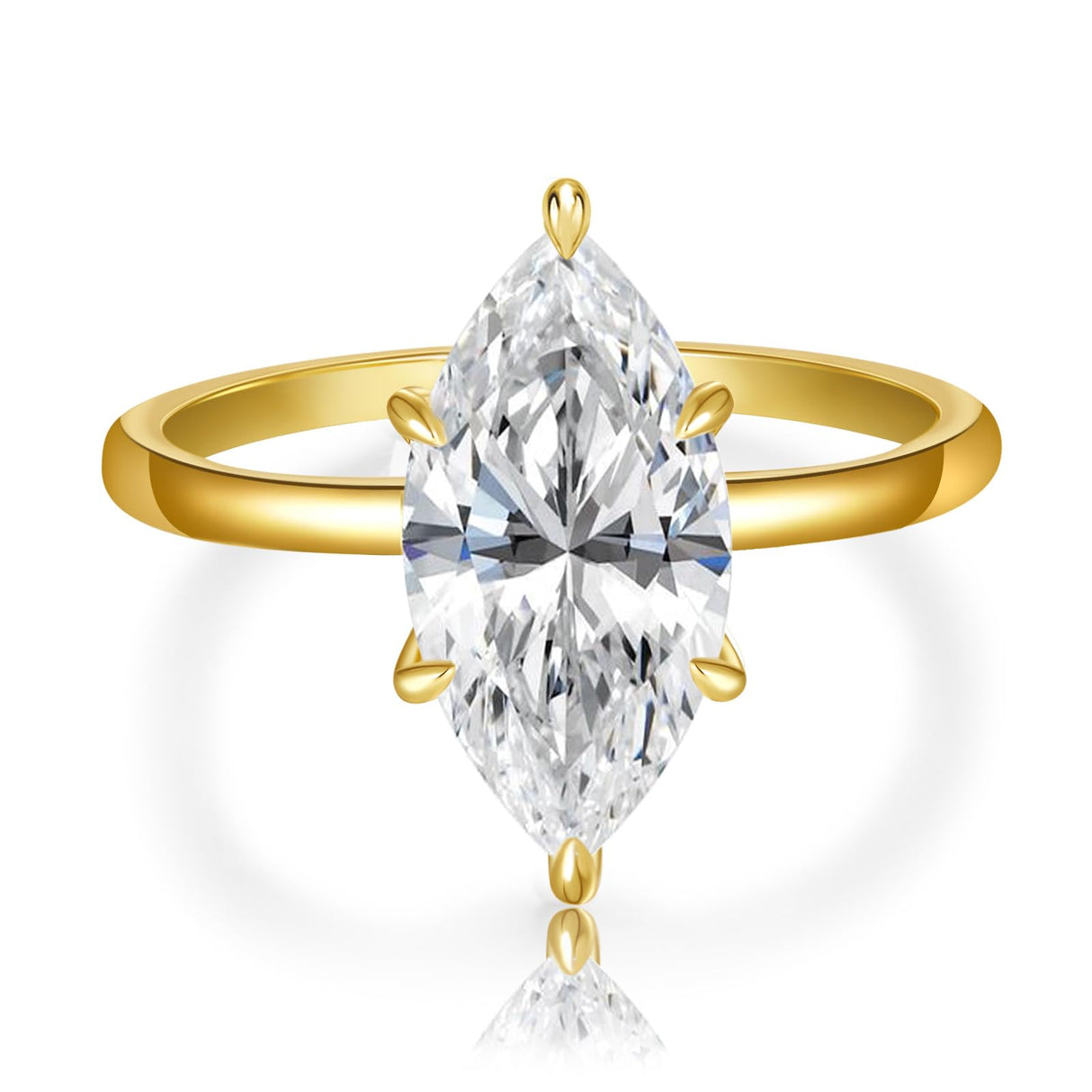 AVECON 3.5CT Marquise Cut Engagement Ring for Women, Wedding Promise Cubic Zirconia Band, 14K Gold Plated Simulated Diamond Rings Size 9